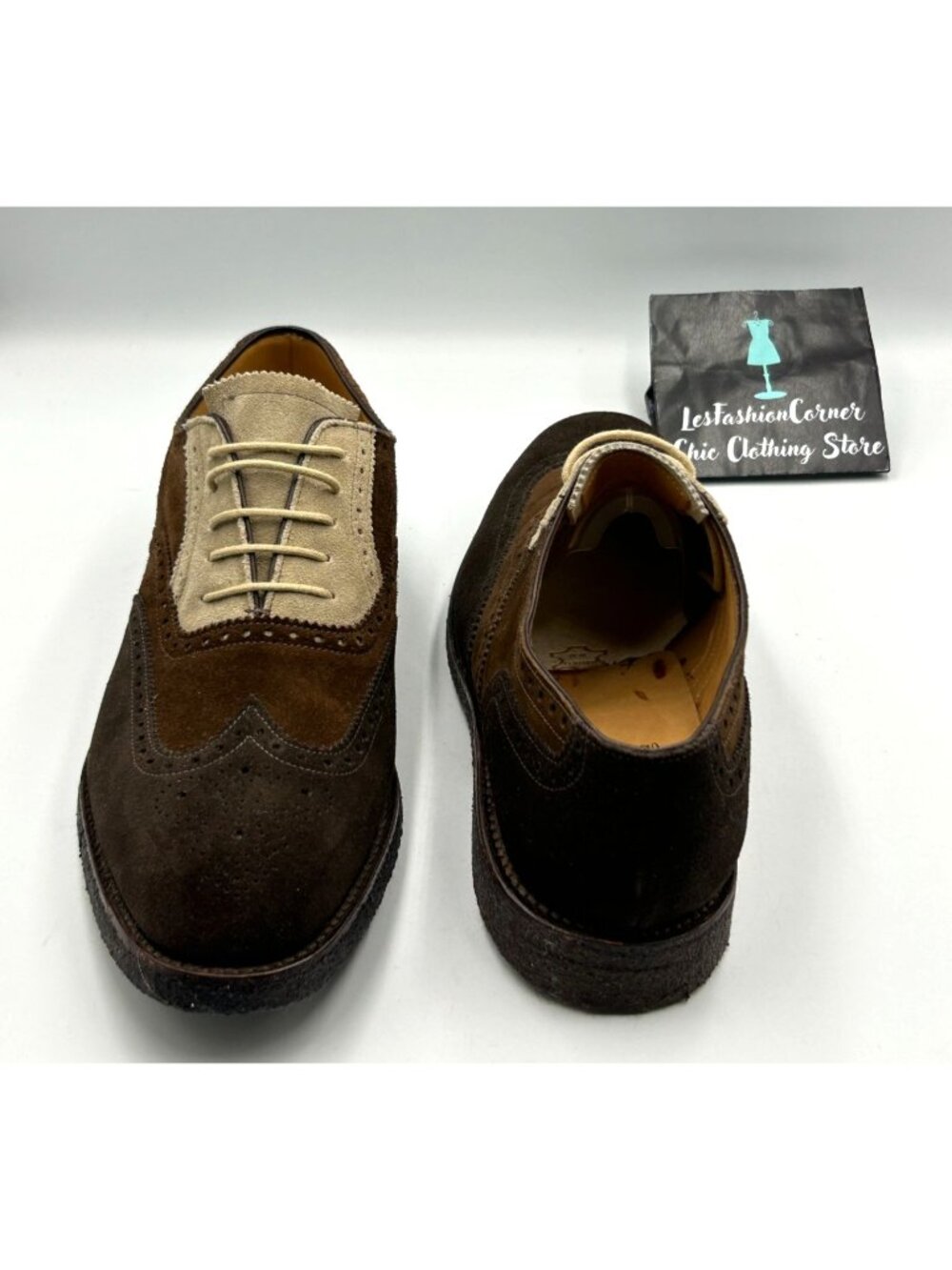 Peal & Co. For Brooks Brothers Men Brown Suede Wingtip Oxford Shoes Sz 11D 3268 - Picture 10 of 16